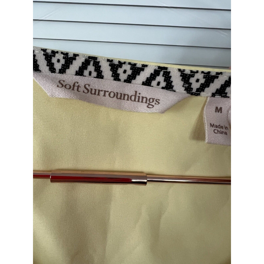 Soft Surroundings Go‎ Lively Traverse Dress Yellow Roll Tab Sleeve Women's M - Picture 5 of 8